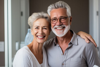 older couple smiling with dental implants